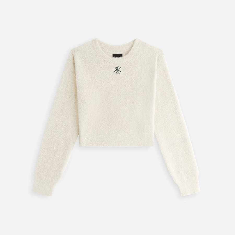 White Women Kith Mica Mohair Crest Sweaters | 3124-FMSTK