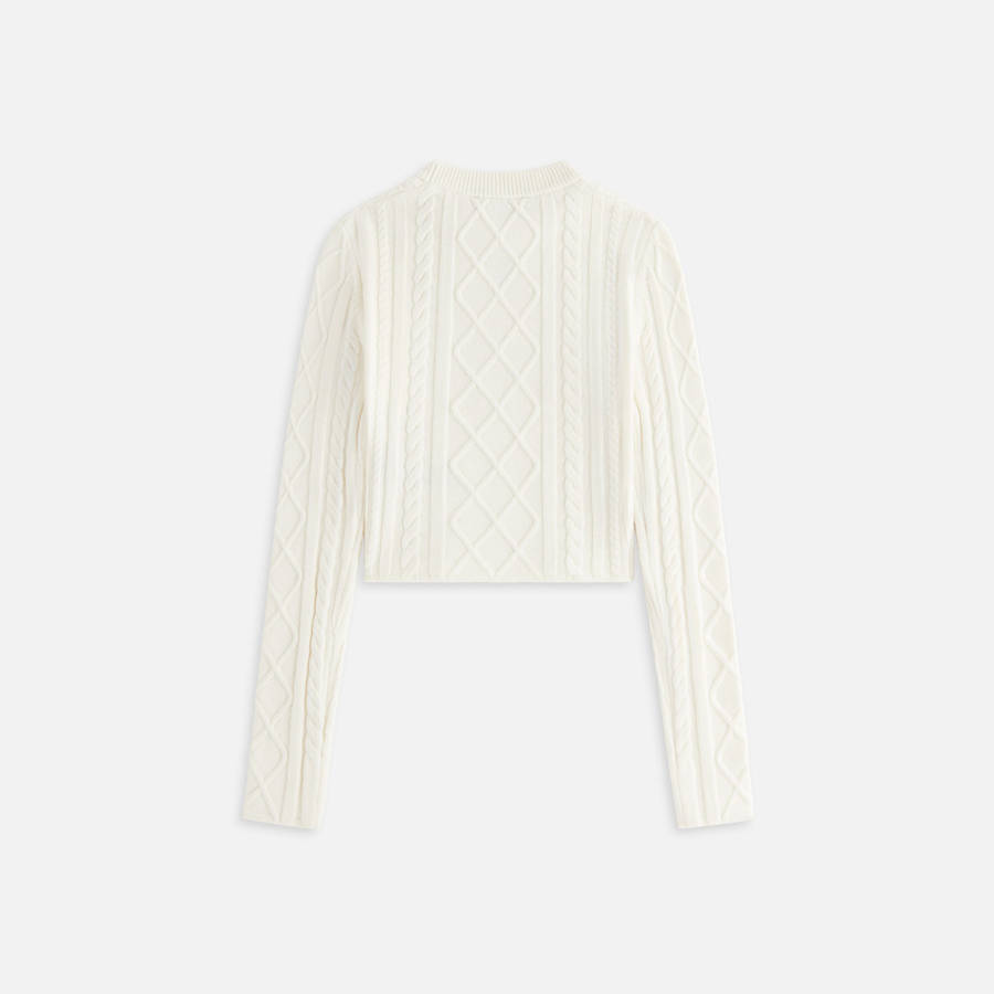 White Women Kith Mulberry Cable Knit Crest Long Sleeve Sweaters | 1380-PWCMT