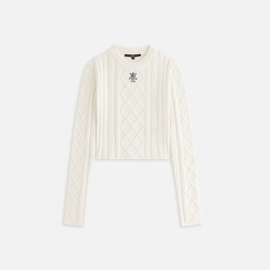 White Women Kith Mulberry Cable Knit Crest Long Sleeve Sweaters | 1380-PWCMT