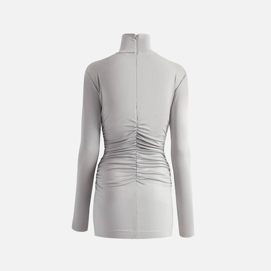 White Women Kith Norma Kamali Long Sleeve Turtleneck Pickleball Dress | 0172-AYSBN