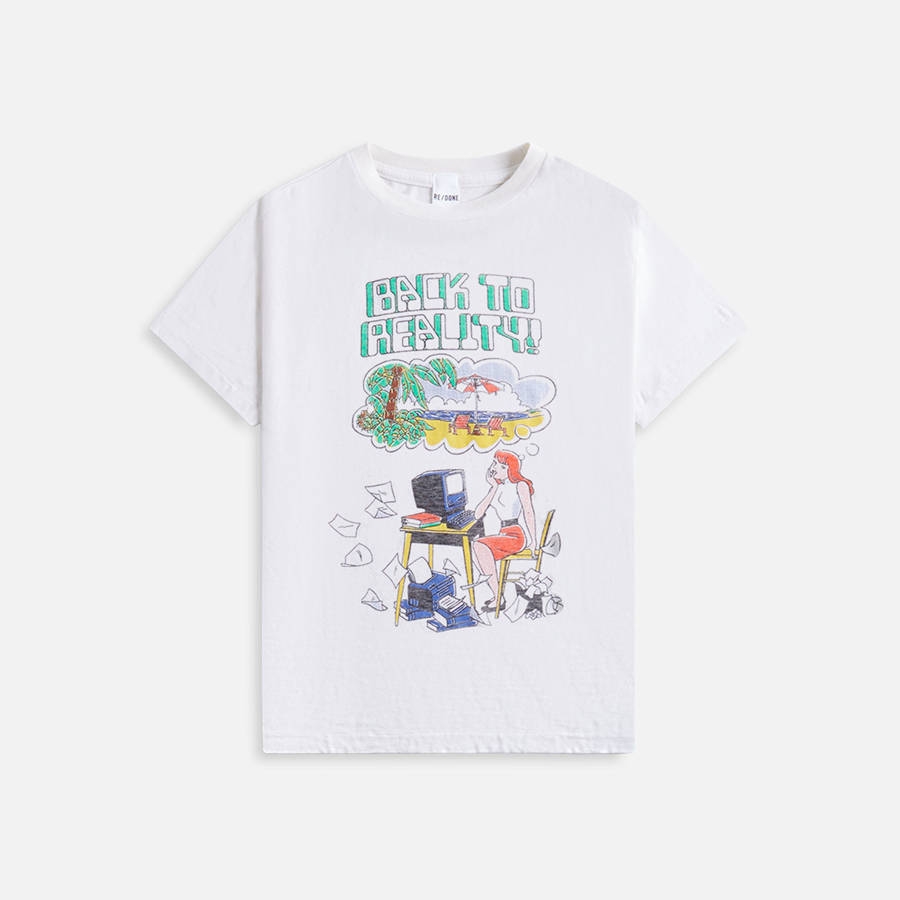 White Women Kith ReDone Back to Reality Classic T-Shirt | 9850-HOAJF