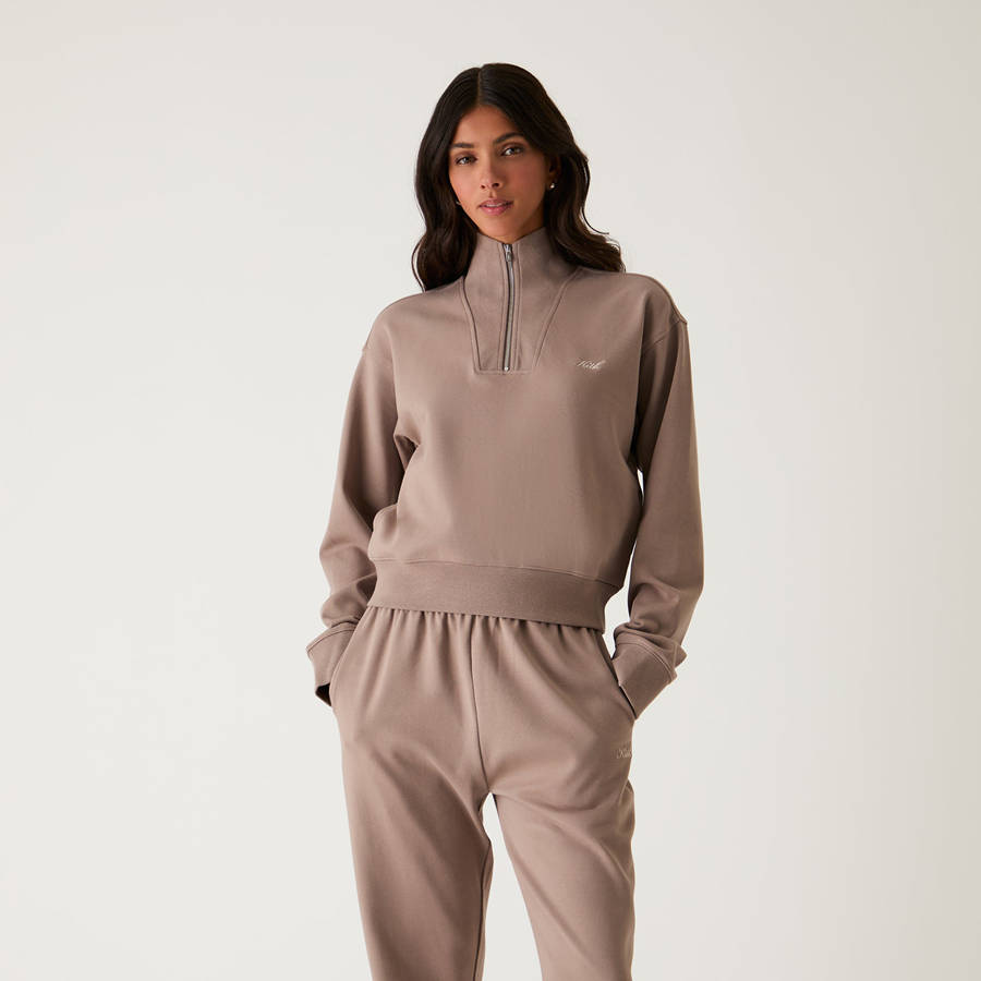 White Women Kith Ryder Quarter Zip Sweatshirts | 7806-CIYOK