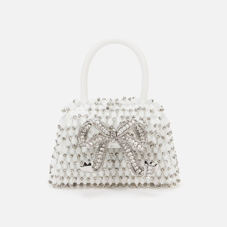 White Women Kith Self-Portrait Embellished Micro Bow Bags | 7195-GCAHF