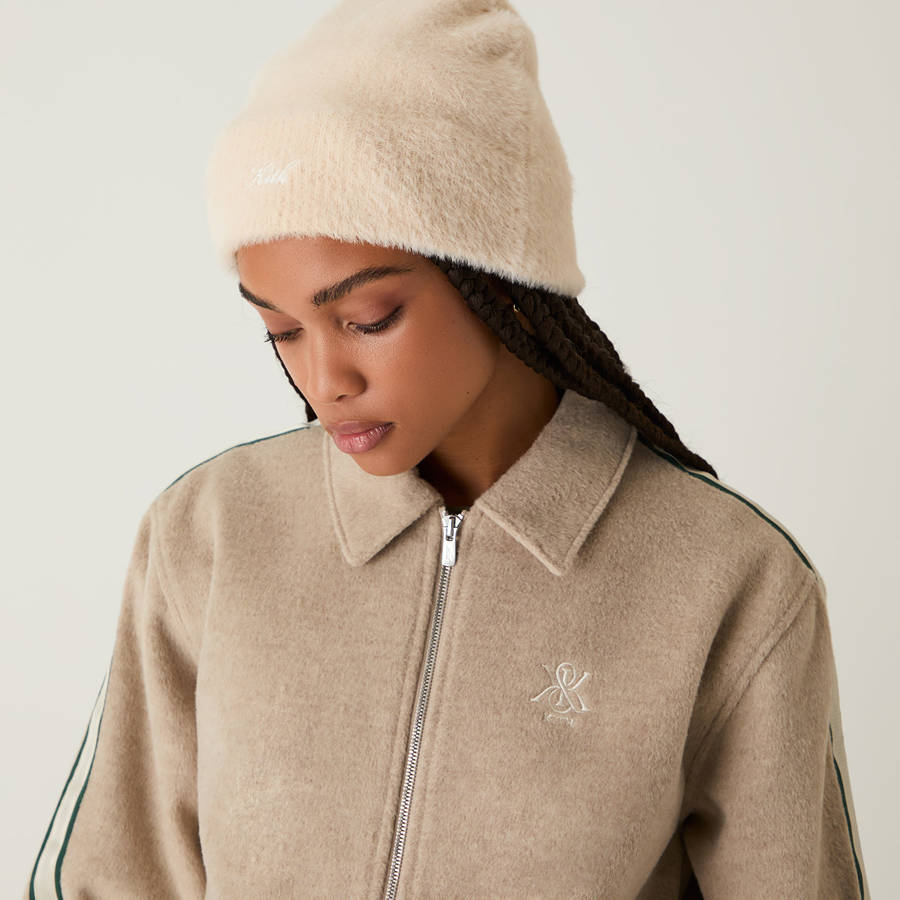 White Women Kith Shaggy Beanie Headwear | 9384-OPAKG