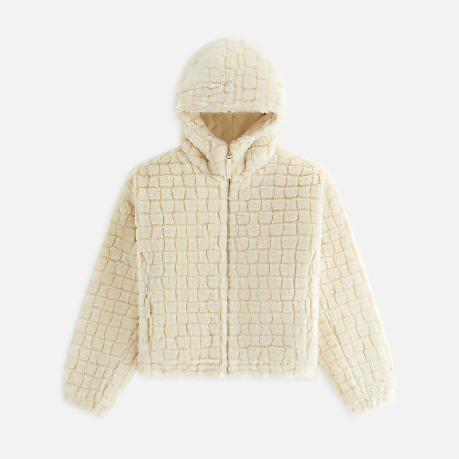 White Women Kith Toshi Checked Teddy Bomber Jackets | 9784-JPCBM