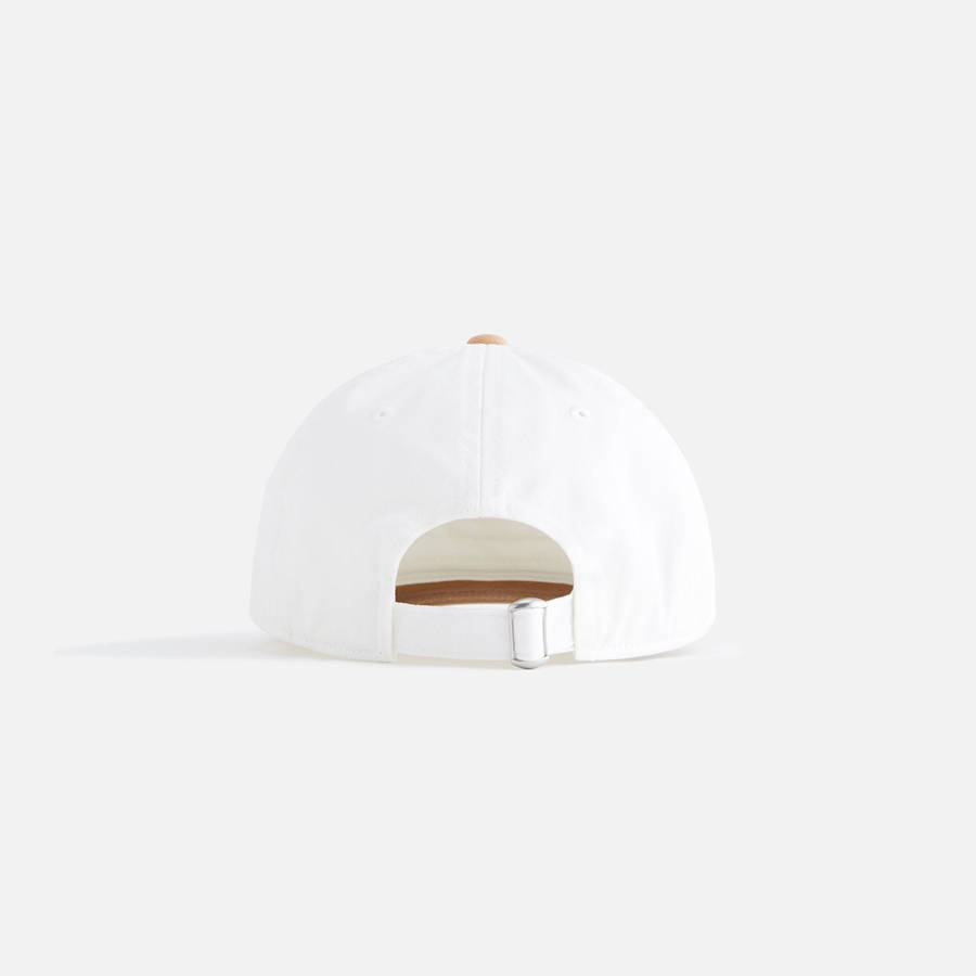 White / Beige Kids' Kith Script Greenwich Cap Headwear | 7290-NSJMA