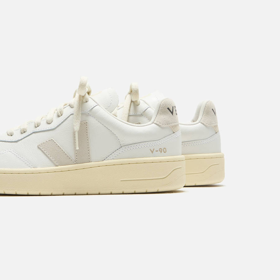 White / Beige Men Kith Veja V-90 Sneakers | 6045-XVIWB