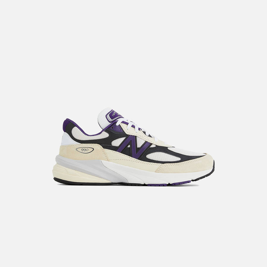 White / Black Purple Men Kith New Balance Made in USA 990v6 Sneakers | 9705-JMYDL