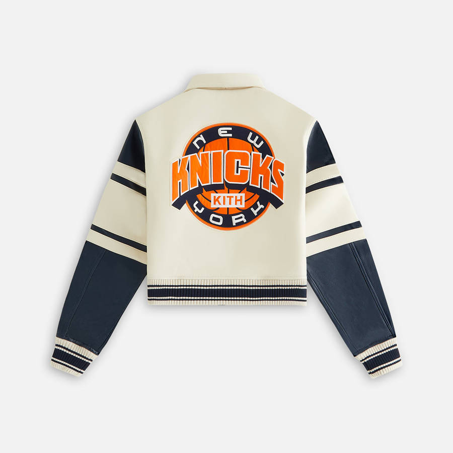 White / Black Women Kith and AVIREX for the New York Knicks Icon Jackets | 0423-ZIEFQ