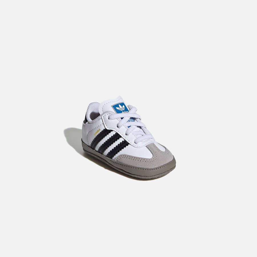 White / Black / Grey Kids' Kith adidas Samba Crib Sneakers | 5687-QXNDP