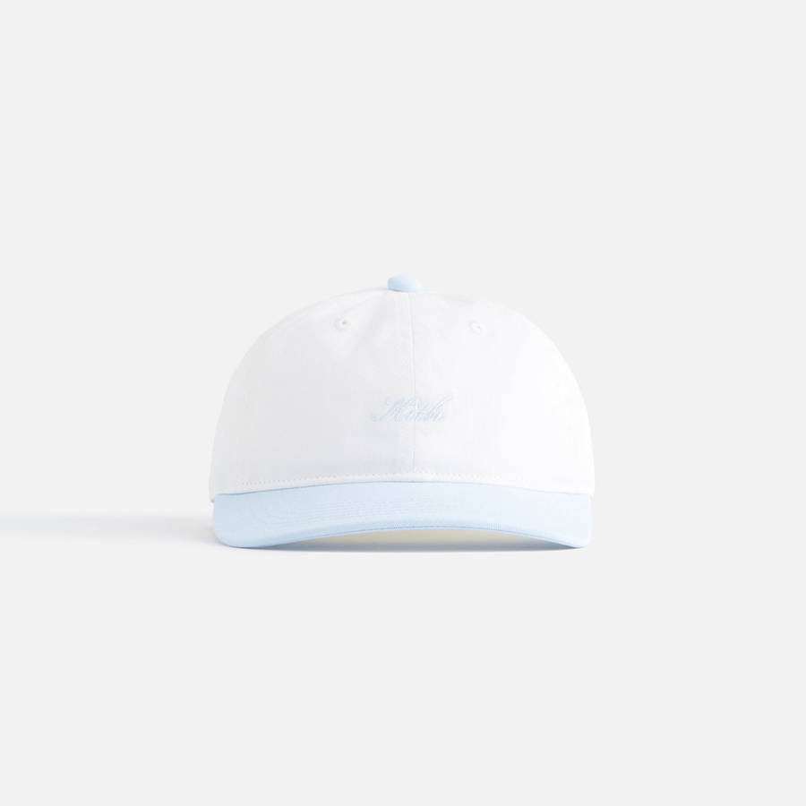 White / Blue Kids\' Kith Script Greenwich Cap Headwear | 6950-CXETU