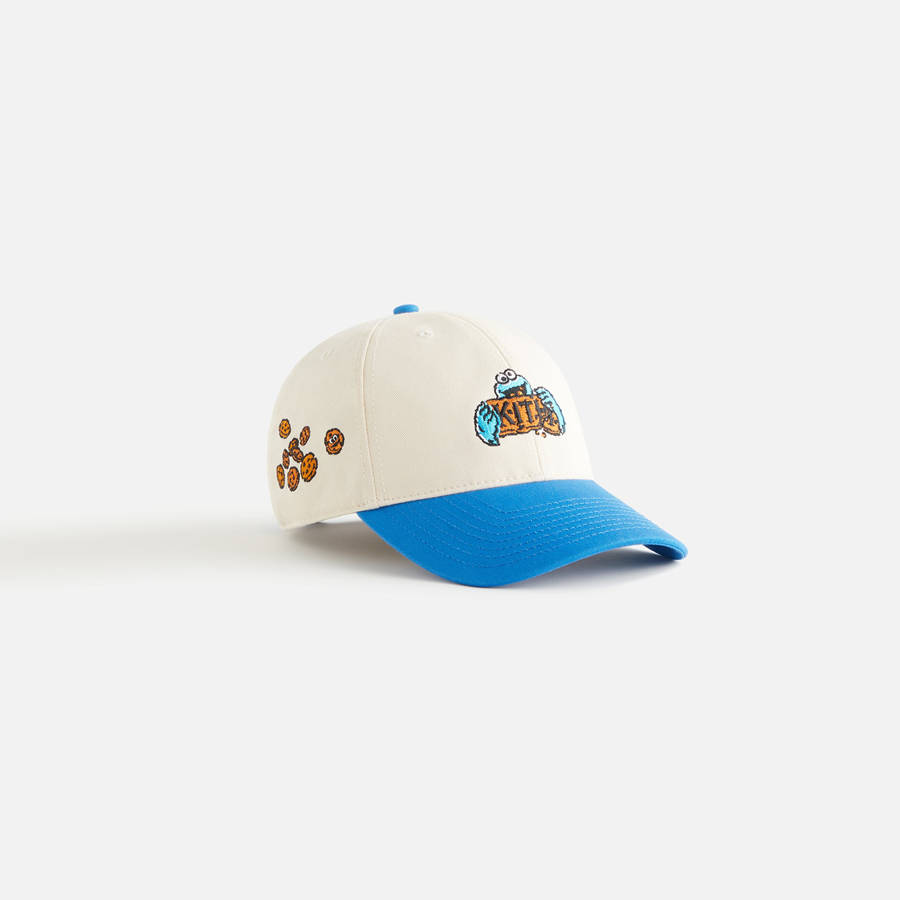 White / Blue Kids' Kith for Sesame Street Cookie Monster Cap Headwear | 1063-ZXIGJ