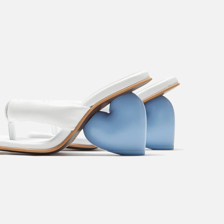White / Blue Women Kith Yume Yume Love Mule Heels | 3147-OUTDK