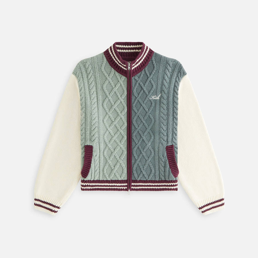 White / Blue / Red Women Kith Wyler Blocked Full Zip Sweater Jackets | 4201-UKSFQ
