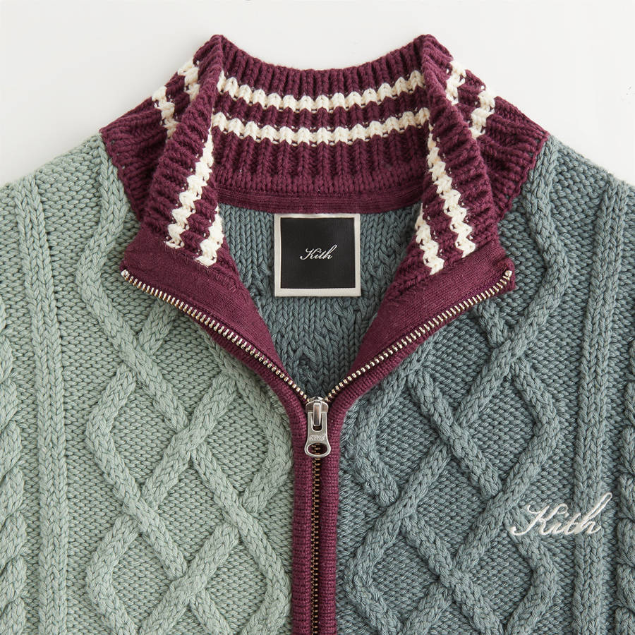 White / Blue / Red Women Kith Wyler Blocked Full Zip Sweater Jackets | 4201-UKSFQ