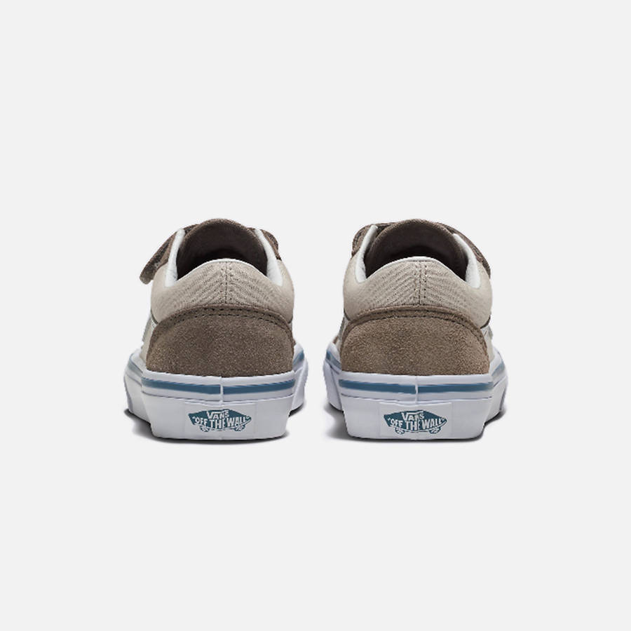 White / Brown Kids' Kith VANS PS Old Skool V Sneakers | 6249-PQBMC