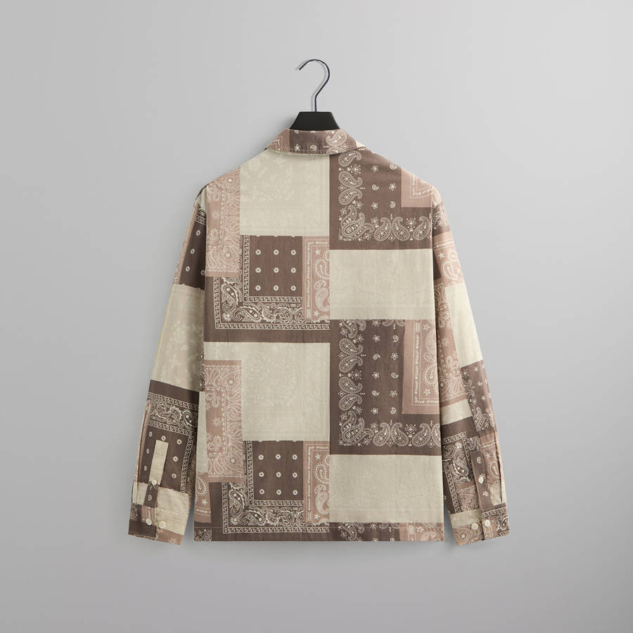 White / Brown Men Kith Washed Cotton Bandana Boxy Collared Shirts | 5149-ZNSMD