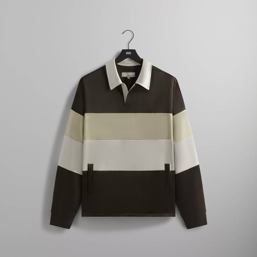 White / Brown Men Kith and Kin Washed Satin Weston Pullover Sweatshirts | 6275-YHCVN