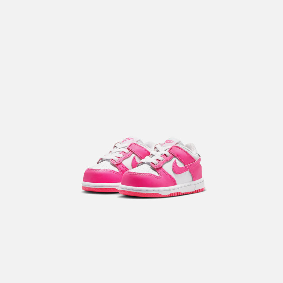 White / Fuchsia Kids' Kith Nike TD Dunk Low Sneakers | 8973-UIMHQ