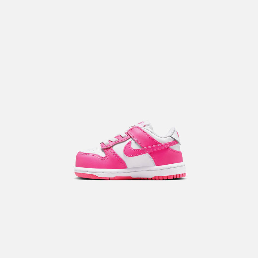 White / Fuchsia Kids' Kith Nike TD Dunk Low Sneakers | 8973-UIMHQ