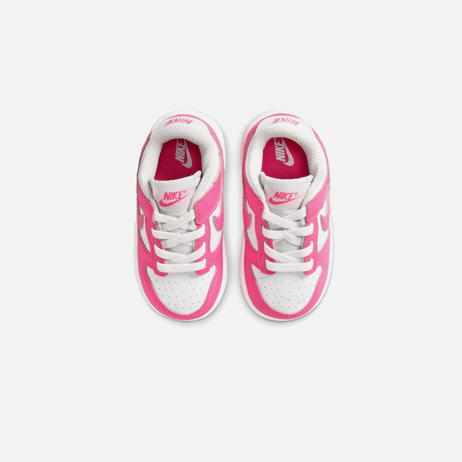 White / Fuchsia Kids' Kith Nike TD Dunk Low Sneakers | 8973-UIMHQ