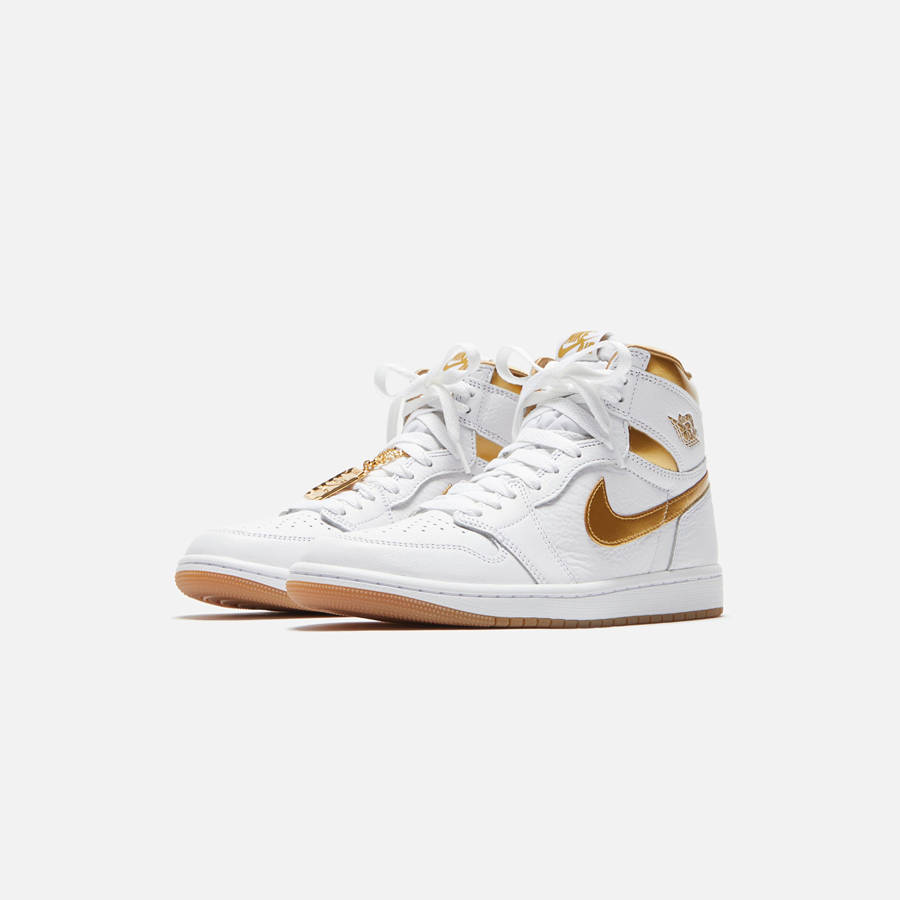 White / Gold / Light Brown Women Kith Jordan WMNS Air Jordan 1 High OG Sneakers | 0548-NWQFB
