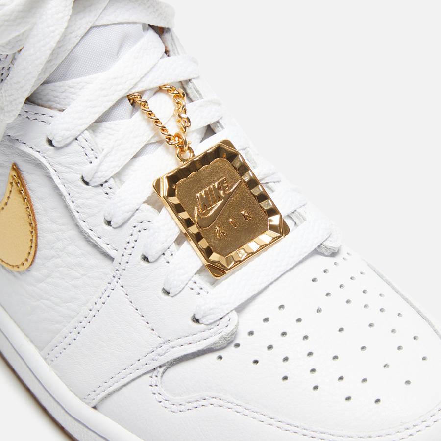 White / Gold / Light Brown Women Kith Jordan WMNS Air Jordan 1 High OG Sneakers | 0548-NWQFB