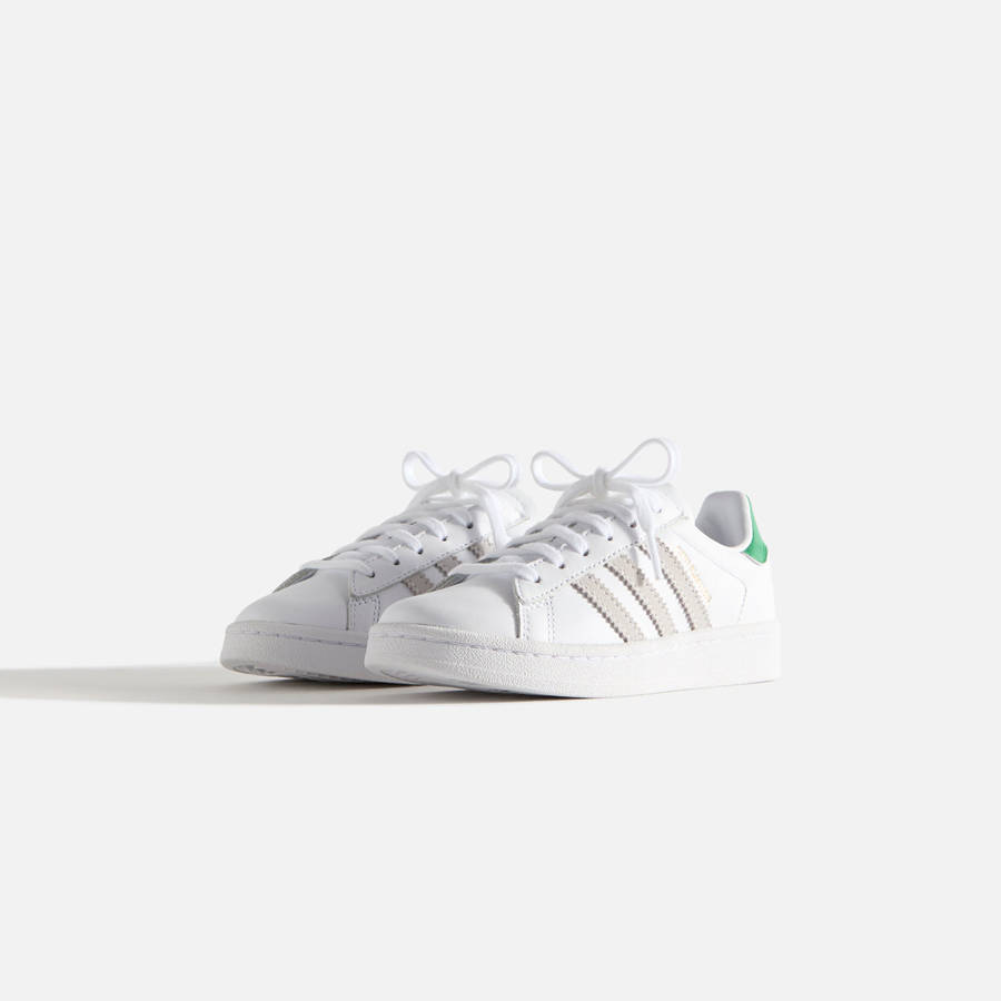 White / Green Kids' Kith Classics for adidas Originals PS Campus 80s Sneakers | 1403-KFHSW
