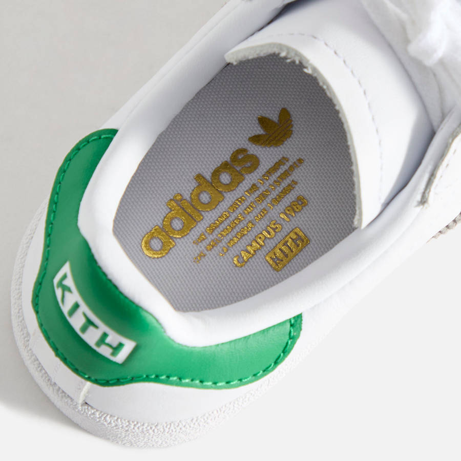 White / Green Kids' Kith Classics for adidas Originals PS Campus 80s Sneakers | 1403-KFHSW