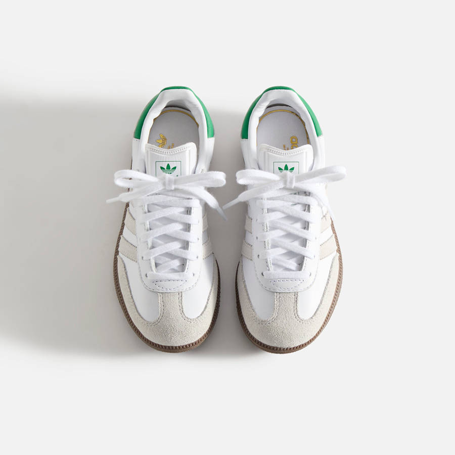 White / Green Kids' Kith Classics for adidas Originals PS Samba Sneakers | 2706-PYTUV