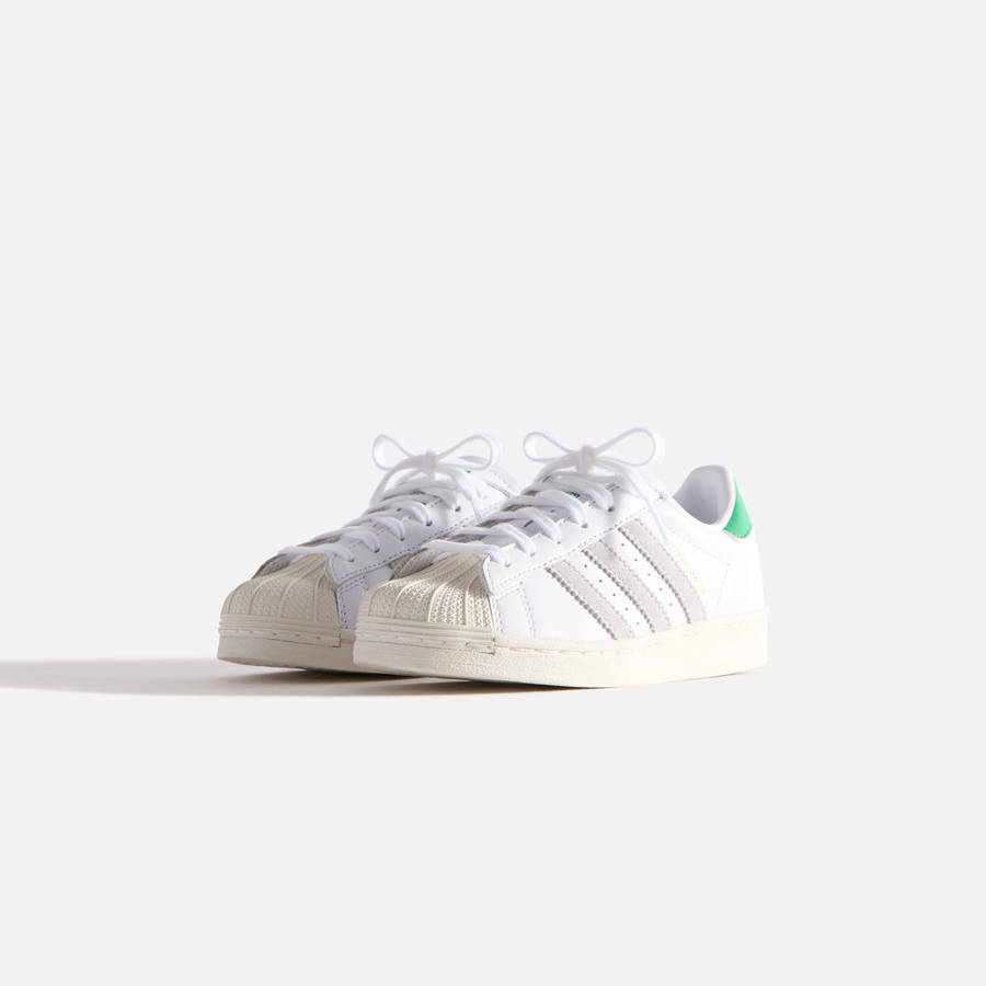 White / Green Kids' Kith Classics for adidas Originals PS Superstar Sneakers | 6148-SDBXU