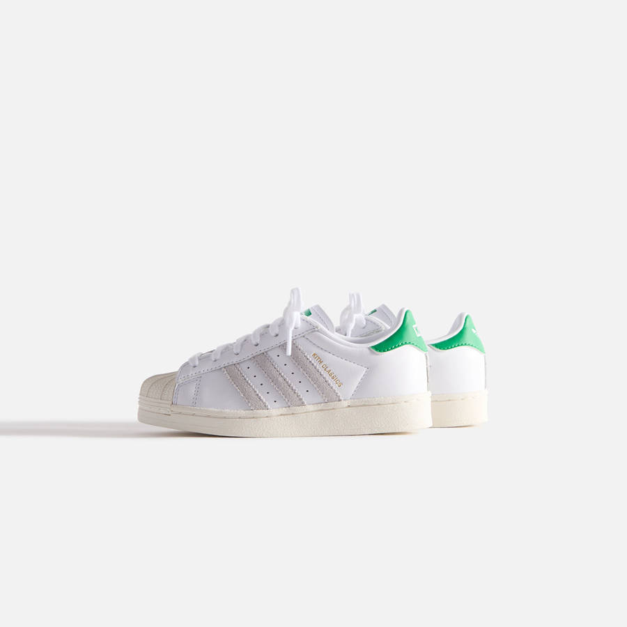 White / Green Kids' Kith Classics for adidas Originals PS Superstar Sneakers | 6148-SDBXU