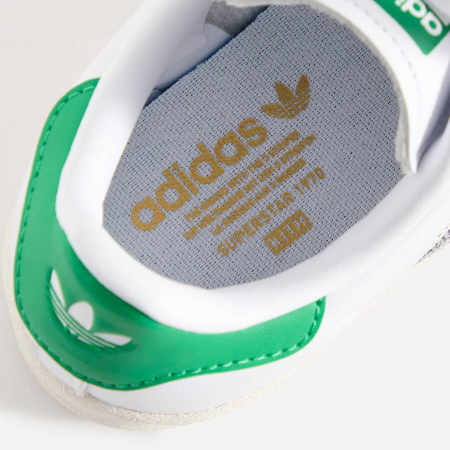 White / Green Kids' Kith Classics for adidas Originals PS Superstar Sneakers | 6148-SDBXU