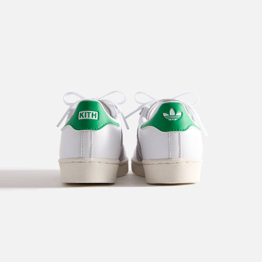 White / Green Kids' Kith Classics for adidas Originals PS Superstar Sneakers | 6148-SDBXU