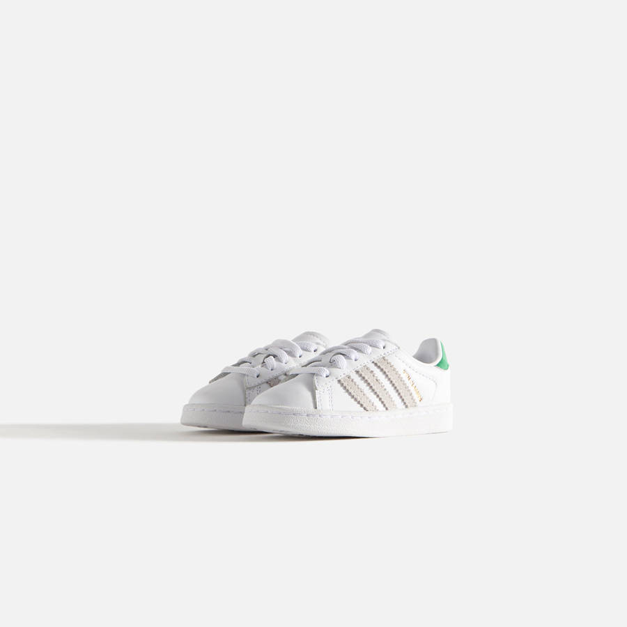 White / Green Kids' Kith Classics for adidas Originals TD Campus 80s Sneakers | 9548-YUQGD