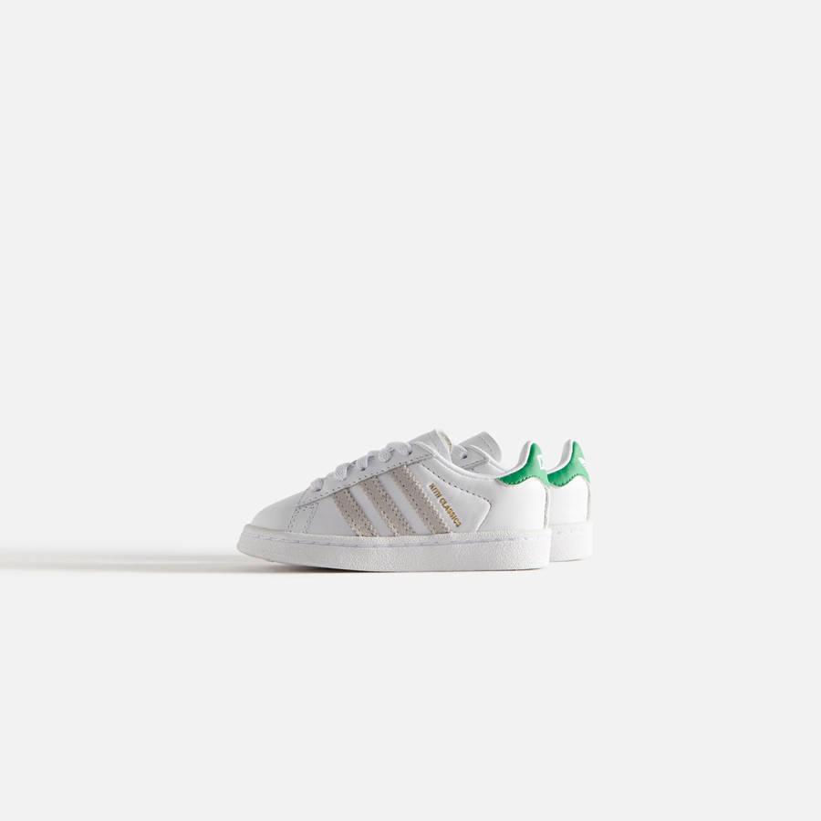 White / Green Kids' Kith Classics for adidas Originals TD Campus 80s Sneakers | 9548-YUQGD