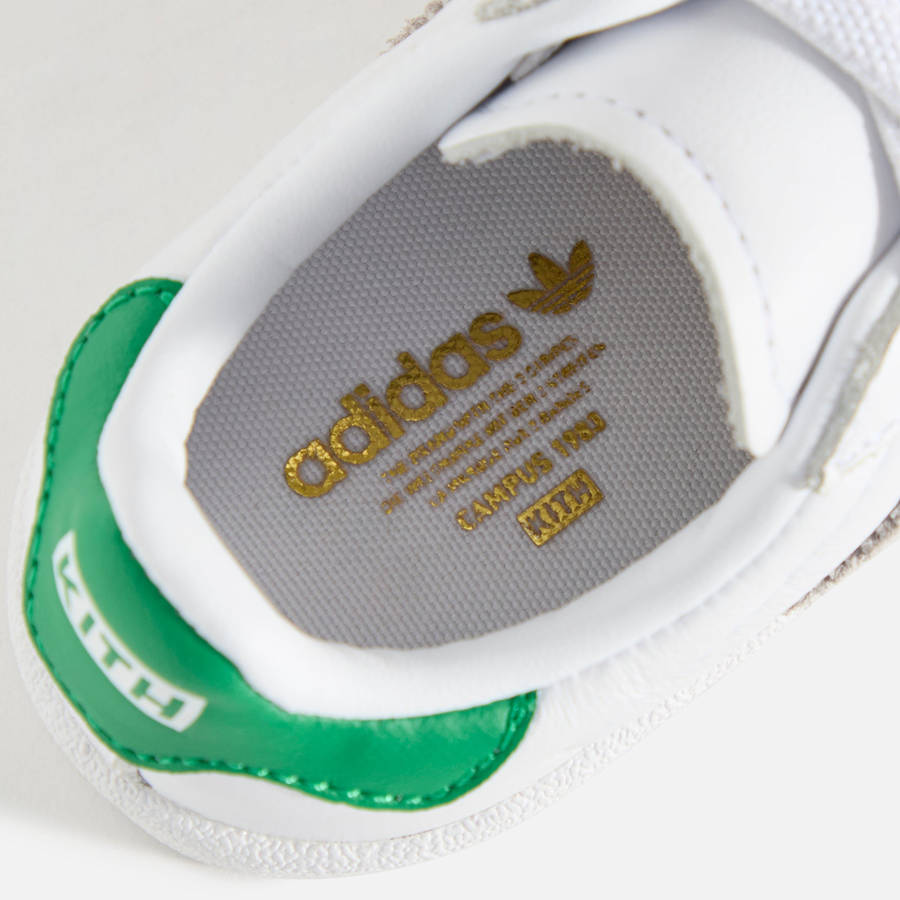 White / Green Kids' Kith Classics for adidas Originals TD Campus 80s Sneakers | 9548-YUQGD