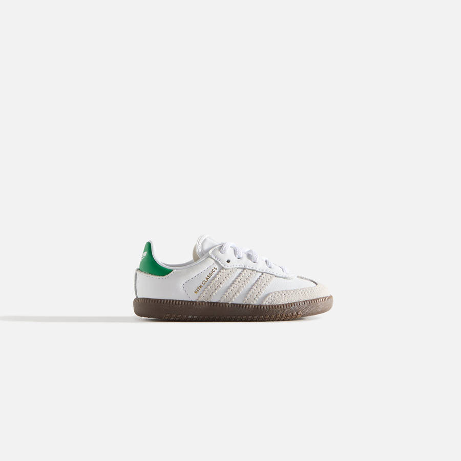 White / Green Kids' Kith Classics for adidas Originals TD Samba Sneakers | 4830-YCDHA