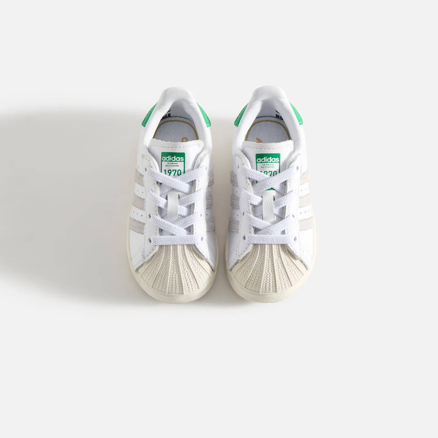 White / Green Kids' Kith Classics for adidas Originals TD Superstar Sneakers | 3814-YJNGB