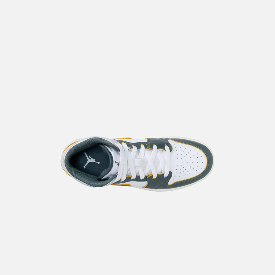 White / Green Kids' Kith Jordan GS Air Jordan 1 Mid SE Sneakers | 7361-CELPD