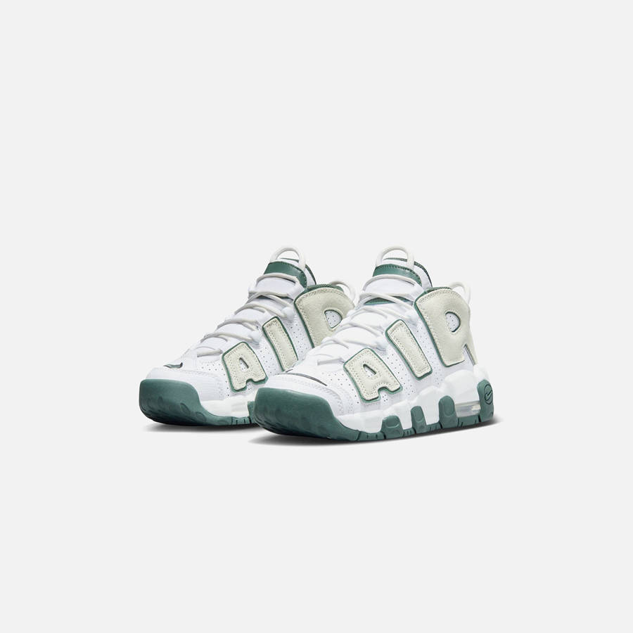 White / Green Kids' Kith Nike GS Air More Uptempo Sneakers | 4103-ALYVZ