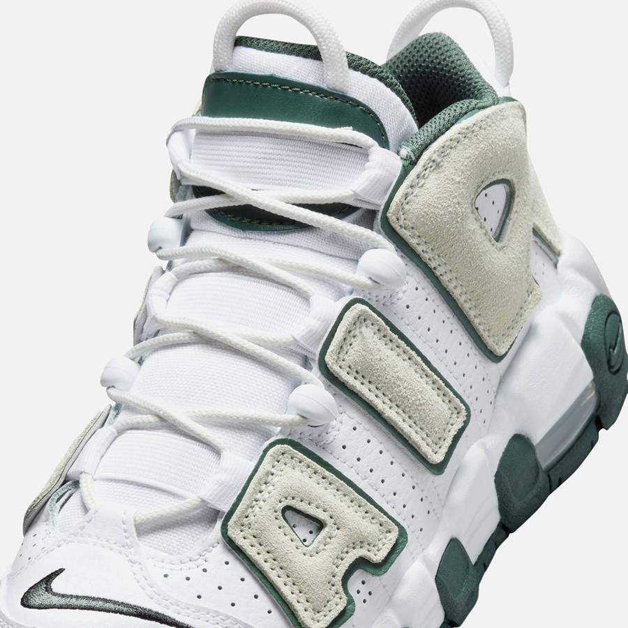 White / Green Kids' Kith Nike GS Air More Uptempo Sneakers | 4103-ALYVZ