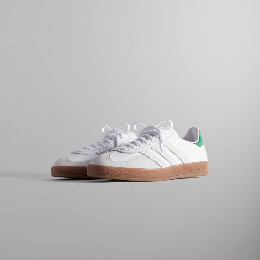 White / Green Men Kith Classics for adidas Originals Gazelle Indoor Sneakers | 4930-PDCLJ