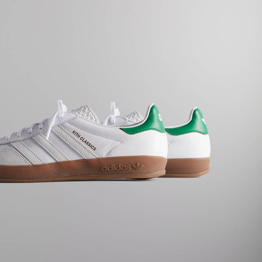 White / Green Men Kith Classics for adidas Originals Gazelle Indoor Sneakers | 4930-PDCLJ