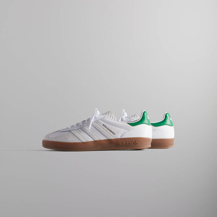 White / Green Men Kith Classics for adidas Originals Gazelle Indoor Sneakers | 4930-PDCLJ
