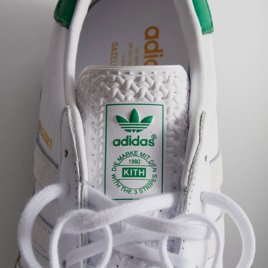 White / Green Men Kith Classics for adidas Originals Gazelle Indoor Sneakers | 4930-PDCLJ