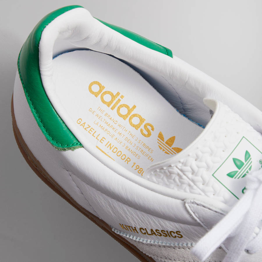 White / Green Men Kith Classics for adidas Originals Gazelle Indoor Sneakers | 4930-PDCLJ