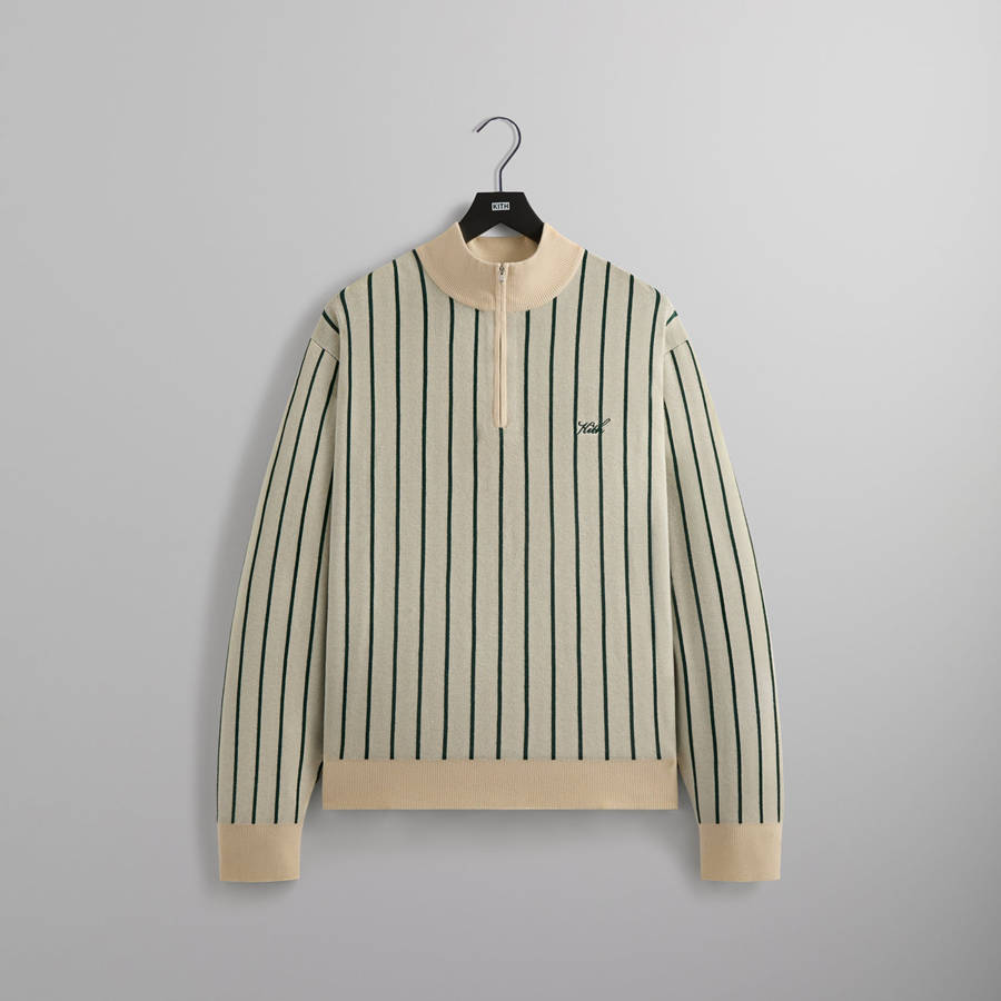 White / Green Men Kith Harmon Quarter Zip Mock Neck Sweatshirts | 9536-GKAHM