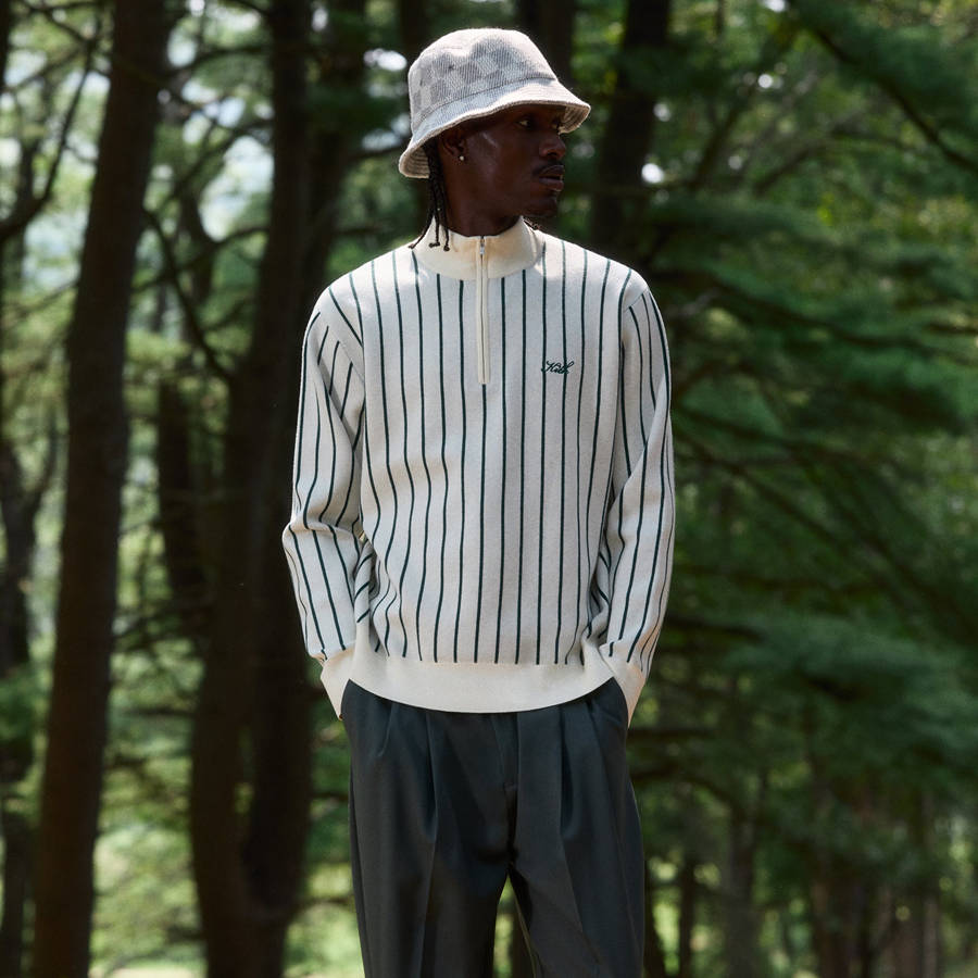 White / Green Men Kith Harmon Quarter Zip Mock Neck Sweatshirts | 9536-GKAHM