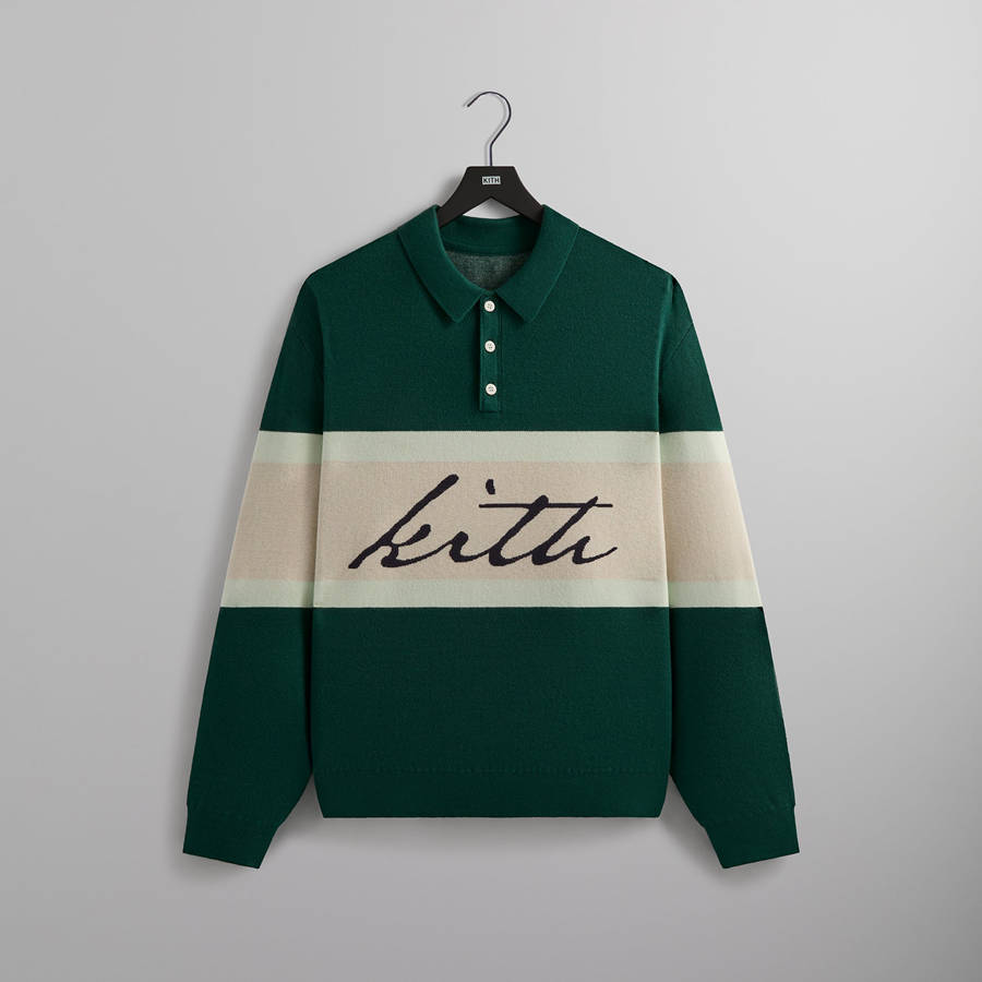 White / Green Men Kith Harmon Rugby Pullover Sweatshirts | 8536-PGEDA